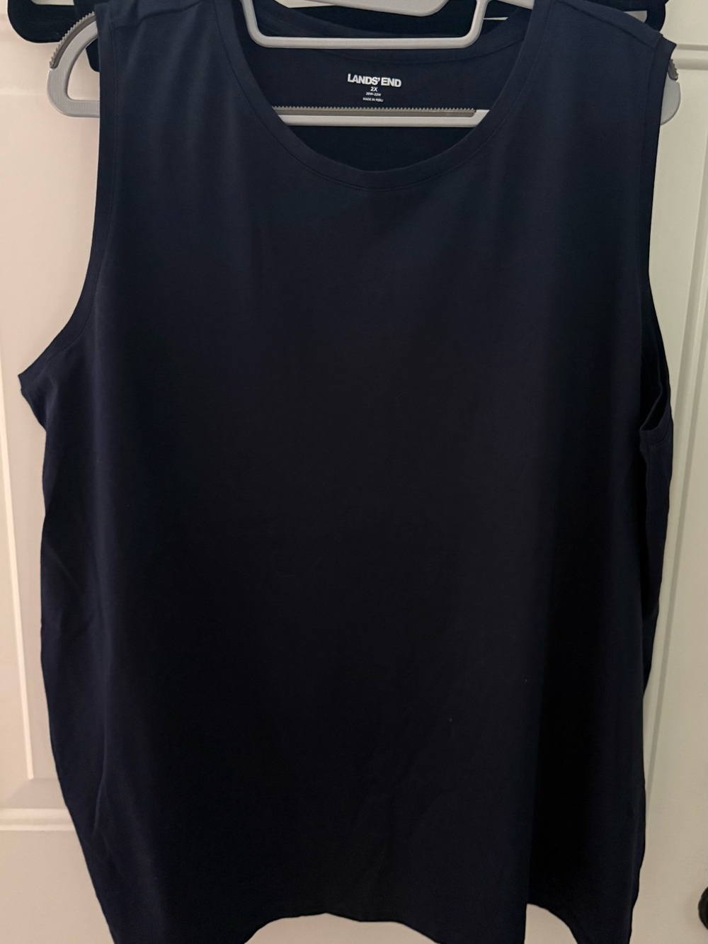Lands' End Women's Supima Cotton Sleeveless Crew Tank - Dark Navy - Radiant Navy